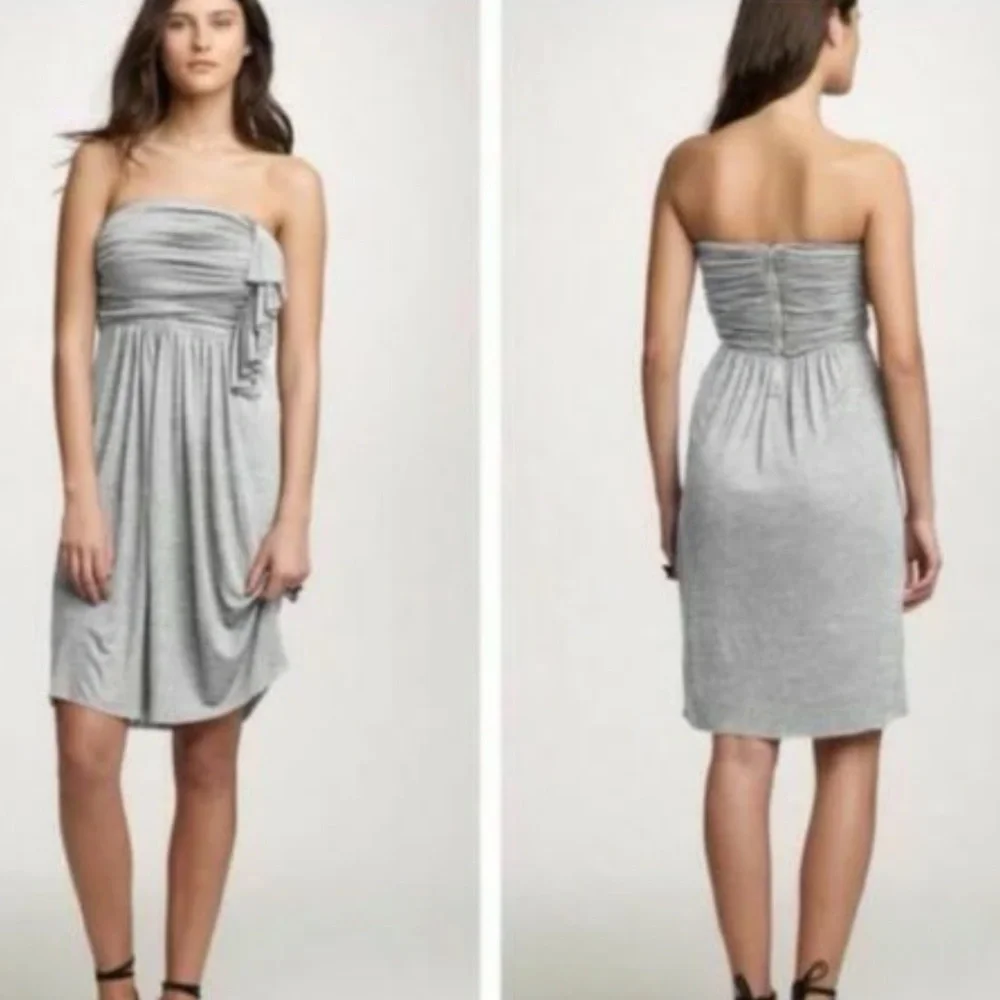 J Crew Cascade Ruffle Raw Hem Strapless Dress 6